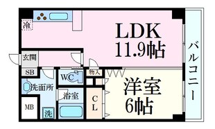 縮景園前駅 徒歩1分 6階の物件間取画像